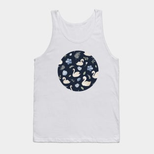 Swan Lake Floral Watercolor | Black Tank Top